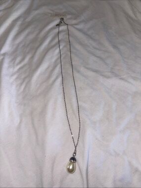 Pearl Drop Pendant Lia Sophia Necklace - Silver Tone